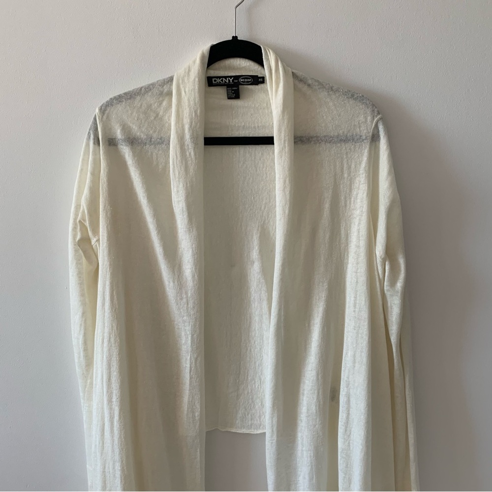 DKNY for Scoop NYC long sleeve thin sweater cardigan size small long front hi lo